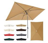 Générique 6 Baleines Auvent De Rechange pour Parasol De Terrasse, 2.1x1.4m 3x2m 1.9x1.25m Toile De Remplacement Rectangulaire, Tissu De Rechange pour Parapluie, Imperméable(Khaki,3x2m)