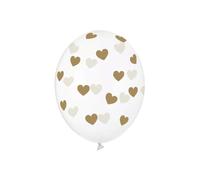 Generique - 6 Ballons Transparents avec Coeurs Or