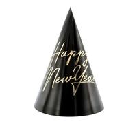 Générique - 6 Chapeaux DE FÊTE CÔNE Carton New Year 16CM Noir - Accessoire de déguisement - Cosplay pour Nouvel an - Thême(s) :