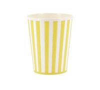 Générique - 6 GOBELETS CARTON RAYÉ VERTICAL 25CL JAUNE BLANC