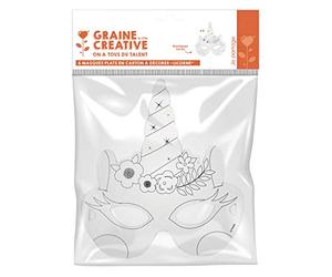 Générique - 6 Masque Plats à décorer en Carton Licorne