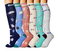 Générique 6 Paires Bas De Contention Femmes Et Homme Chaussette Chaussettes Running Femme Medical Compression Stockings Socks Tenue Sport Equitation Pour Le Hommes Compressport