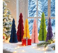 Générique 6 PCS Sapin de Noël Plié en Nid d'abeille Sapin en Papier Épais Décor Nid d'abeille Classic Xmas Trees Différentes Couleurs Conception Magnétique Decoration Table Noel Décoration de Noel