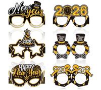 Générique 6 pcs/set 2026 bonne année noir or papier lunettes Photo accessoires fête du nouvel an