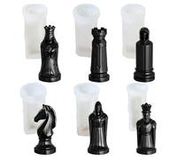 Générique 6-Piece Silicone Chess Piece MoldsReusable Durable Silicone Mold | , Reusable Chess Casting Molds For Epoxy Resin, Wax, Plaster And DIY Crafts, King Queen Knight Bishop Rook Pawn Molds