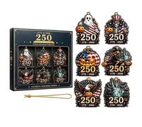 Générique 6 Pieces 2D Acrylic Wall Ornament Halloween Ornaments | 1776-2026 Ghost Pumpkin Skeleton Eagle Witch Decorations for Tree Window Wall Collection