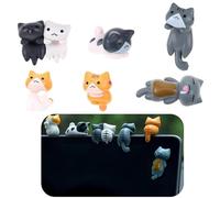 Générique 6 pièces Accessoires de Voiture Chats Mignons Figurines en résine pour Tableau de Bord, décoration de rétroviseur Chats adorables décor intérieur Voiture