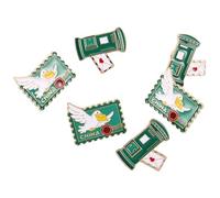 Générique 6 Pièces Épingle et Voyageur Forme Boîte aux Lettres en Métal Vert Vintage Détails Raffinés, Facile à Fixer pour Tenue Quotidienne et Événements à Thème