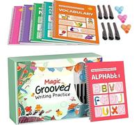 Générique 6 pièces Livre pour exercices d'écriture pour enfants - Cahier d'écriture réutilisable avec rainures - Avec poignées pour stylos - Pour enfants, maternelle, maternelle et tout-petits