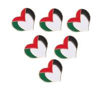 Générique 6 Pièces Lot de Broches Cœur Drapeau Palestine Métal Badges Vêtements Élégants Accessoires Souvenirs Compacts pour Tenues Casual et Formelles