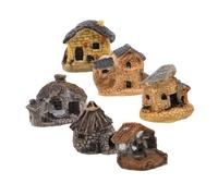 Générique 6 Pièces Mini Maison Miniature Cottage Figurine en Résine, Maison de Village Micro Paysage, Décor pour Bureau et Bibliothèque, Style Rustique, sans Entretien, pour Amateurs de DIY