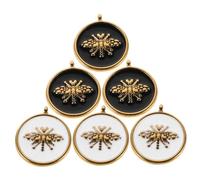 Générique 6 Pièces Pendentifs Abeille Émaillée Acier Inoxydable Doré Charms Insectes Ronds pour Bijoux DIY Bracelets Colliers Porte-clés Création