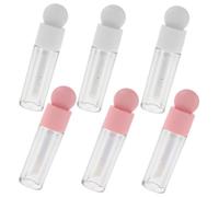 Générique 6 Pièces Tubes de Gloss à Lèvres Vides Tubes Plastique Rechargeables avec Applicateur Sphérique Finition Mate Élégante Design Rond pour Prise Main Améliorée Choix Blanc et Rose
