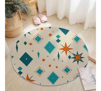 Générique 60 cm Rond Tapis Rond, Crème Motif Minimalisme Modernisme Médiéval Géométrique Artistique - Tapis à Poils Courts Antidérapant et Lavable Design Élégant pour Salon Chambre Bureau