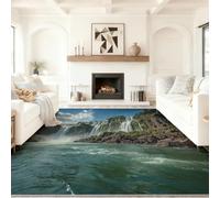 Générique 60 x 120 cm Tapis Entrée Intérieur, Multicolore Antidérapant Tapis Lavable, Pile Courte Tapis Salon Photo Paysage Montagne Cascade pour Dessous, Cuisine, Chambre Chien