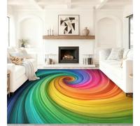 Générique 60 x 120 cm Tapis Entrée Intérieur, Multicolore Antidérapant Tapis Lavable, Pile Courte Tapis Salon Tourbillon 3D Chic Rainbow pour Dessous, Cuisine, Chambre Chien