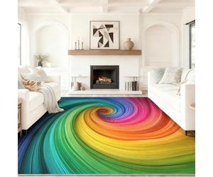 Générique 60 x 120 cm Tapis Entrée Intérieur, Multicolore Antidérapant Tapis Lavable, Pile Courte Tapis Salon Tourbillon 3D Chic Rainbow pour Dessous, Cuisine, Chambre Chien