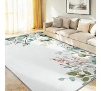 Générique 60 x 90 cm Tapis Entrée Intérieur, Blanc Antidérapant Tapis Lavable, Pile Courte Tapis Salon Minimaliste Élégant Fleurs Plante Feuille pour Dessous, Cuisine, Chambre Chien