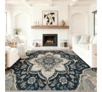 Générique 60 x 90 cm Tapis Entrée Intérieur, Gris Antidérapant Tapis Lavable, Pile Courte Tapis Salon Traditionnel Splendide Fleur Imprimer Symétrique pour Dessous, Cuisine, Chambre Chien