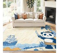 Générique 60 x 90 cm Tapis Entrée Intérieur, Multicolore Antidérapant Tapis Lavable, Pile Courte Tapis Salon Dessin Animé Aventure Animal Panda Pirate pour Dessous, Cuisine, Chambre Chien