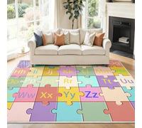 Générique 60 x 90 cm Tapis Entrée Intérieur, Multicolore Antidérapant Tapis Lavable, Pile Courte Tapis Salon Puzzle de Lettres Amusantes Mode pour Dessous, Cuisine, Chambre Chien