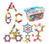 Générique 600-Piece Plum Blossom Interlocking Building Blocks | PP Creative Construction Set | 1 inch Discs STEM Preschool Toy | Kids Ages 3-6 Educational Puzzle Game