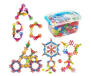 Générique 600-Piece Plum Blossom Interlocking Building Blocks | PP Creative Construction Set | 1 inch Discs STEM Preschool Toy | Kids Ages 3-6 Educational Puzzle Game
