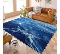 Générique 60x90 cm 3D Imprimés Tapis Vagues OcéAniques Poil Ras Doux Lavable en Machine Antidérapant Tapis Bleu Paillasso Moderne Salon Chambre Coucher Salle à Manger D'intérieur