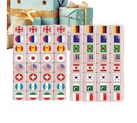 Générique 65 Blocs Mahjong, Portable Mahjong Jeu de Table, Jeu de Tuiles pour Enfant, Blocs et Tuiles à Motifs de Drapeaux pour Familles, Amis, Vacances Scolaires et Fêtes