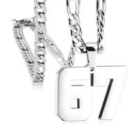 Générique 67 Number Pendant Necklace, Six Seven Number Chain Necklaces for Men and Women, Funny Six Seven Numbers Chain Necklaces, Pendants Gifts for Women Man (Silver)