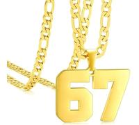 Générique 67 Number Pendant Necklace, Six Seven Number Chain Necklaces for Men and Women, Funny Six Seven Numbers Chain Necklaces, Pendants Gifts for Women Man (Gold)