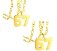 Générique 67 Number Pendant Necklace, Six Seven Number Chain Necklaces for Men and Women, Funny Six Seven Numbers Chain Necklaces, Pendants Gifts for Women Man (2Gold)