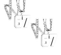 Générique 67 Number Pendant Necklace, Six Seven Number Chain Necklaces for Men and Women, Funny Six Seven Numbers Chain Necklaces, Pendants Gifts for Women Man (2Silver)