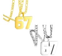 Générique 67 Number Pendant Necklace, Six Seven Number Chain Necklaces for Men and Women, Funny Six Seven Numbers Chain Necklaces, Pendants Gifts for Women Man (Silver+Gold)