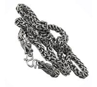 Générique 6mm Collier for Femmes et Hommes, Collier Double Dragon en Argent Thaïlandais Vintage, Chaîne en Argent for Hommes, Collier Disponible en 18/20/22/24/26/28/30 Pouces(65cm)