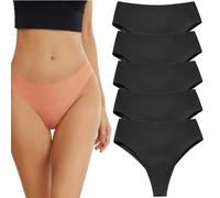 Générique 6PCS Aura Invisible Camel Toe Thong 5PCS High Waisted Seamless Thongs for Ladies No Show Panty Pack (5PCS-D, L)