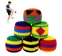 Générique 6PCS Hand-Made Knitted Footbag Sack,Assorted Foot Bag Crochet Ball,Juggling Balls for Beginners,Outdoor Colorful Soft Handwoven Hacky Balls for Boost Coordination & Fun (A)