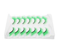 Générique 7 Paires de Faux Cils Verts Longs Dramatiques, Épais et Volumineux, Extension de Cils Confortables pour Cosplay, Fêtes Costumées Saint-patrick, Halloween et Festivals