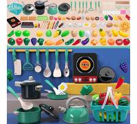 Générique 71/91/110 Pièces Accessoires Cuisine Enfant,Kit Ustensiles Cuisine Enfant,DîNette pour Enfants,Couteau Montessori Enfants (Vert, 110pcs)