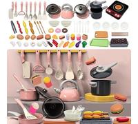 Générique 71/91/110 Pièces Accessoires Cuisine Enfant,Kit Ustensiles Cuisine Enfant,DîNette pour Enfants,Couteau Montessori Enfants (Rose, 71pcs)