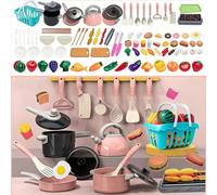 Générique 71/91/110 Pièces Accessoires Cuisine Enfant,Kit Ustensiles Cuisine Enfant,DîNette pour Enfants,Couteau Montessori Enfants (Rose, 91pcs)