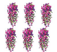 Générique 75cm UV Resistant Artificial Morning Glory Vine with Basket, Hanging Fake Trailing Plant for Outdoor Garden, Wedding, Home Decor (Purple) (Purple + Red)