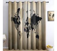 Générique 75L x 166H cm Rideaux de Chambre occultants Style Rétro, Rideaux de fenêtre isolés thermiquement imprimés Texture Grunge Carte traitements de fenêtre pour Salon 2 Panneaux