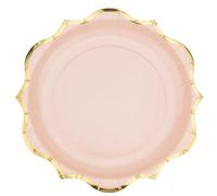 Générique - 8 Assiettes Carton 6 Accolades Or 23CM Rose POUDRÉ