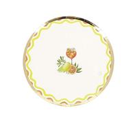 Générique - 8 ASSIETTES CARTON AGRUME 23CM CRÈME