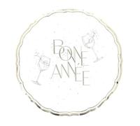 Générique - 8 ASSIETTES CARTON ANNÉE PÉTILLANT OR 23CM BLANC