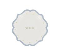 Générique - 8 ASSIETTES CARTON BAPTÊME C UR OR 18CM BLEU ORAGE