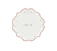 Générique - 8 Assiettes Carton BAPTÊME C?'UR Or 18CM Rose