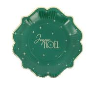 Générique - 8 ASSIETTES CARTON JOYEUX NOËL 23CM VERT ANGLAIS
