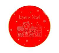 Générique - 8 ASSIETTES CARTON MAISONS NOËL 23CM ROUGE